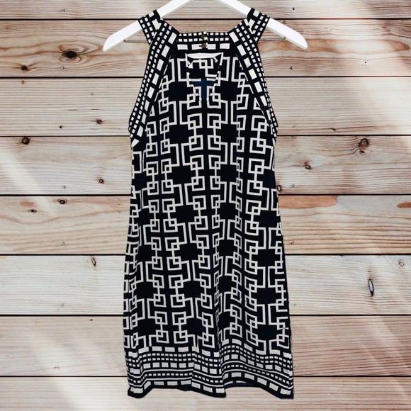 A3 crown ivy dress womens size 4 navy white geo preppy - Picture 2 of 7